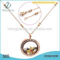 3mm 18" rose gold fashion new design necklace floating charms beaded handmade crystal locket chain necklace